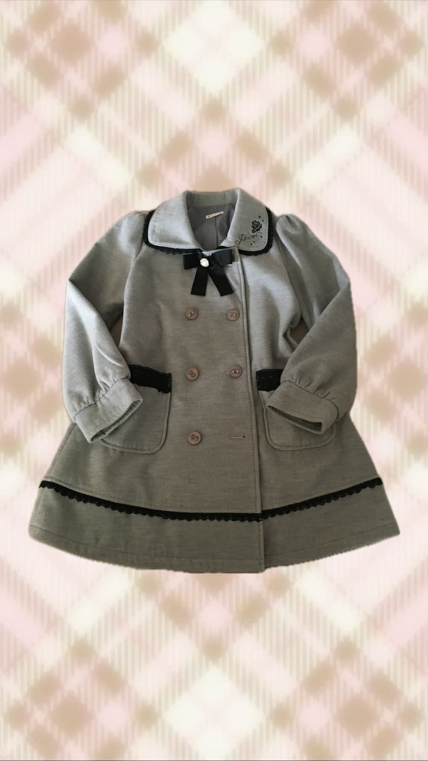 엑시즈팜 그레이 리본 코트 라떼 히메 갸루 러블리 오네 양산형 지뢰계 상품이미지1