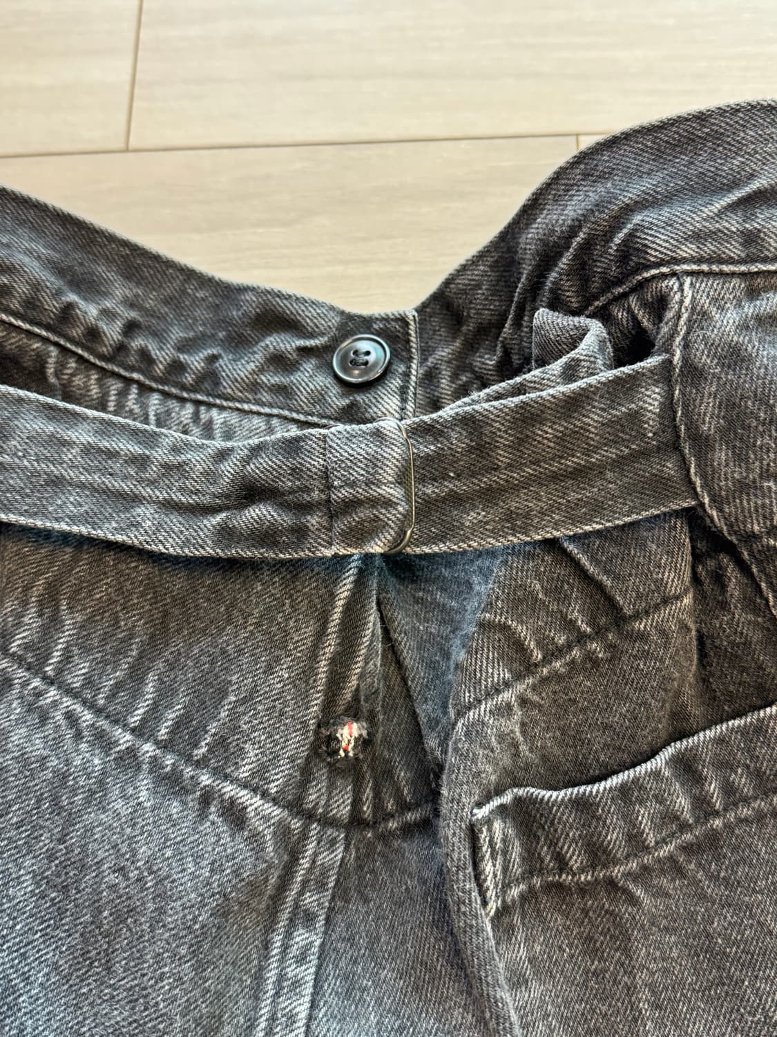 코모리 데님 오버 팬츠 - 흑청 블랙 1사이즈 상품이미지8