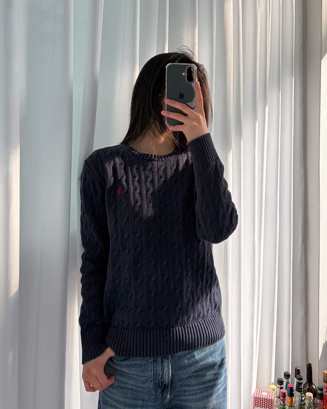 [S]폴로 랄프로렌 꽈배기 케이블 코튼 니트 navy 상품이미지1