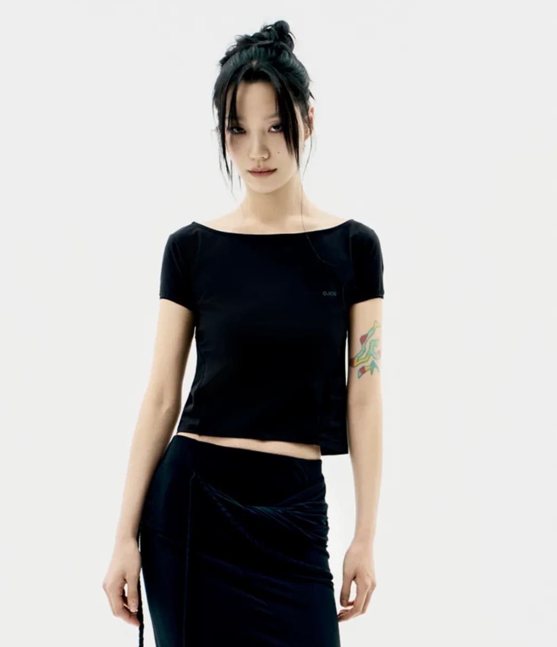 오호스 Lace Trimming T-shirt / Black 상품이미지3