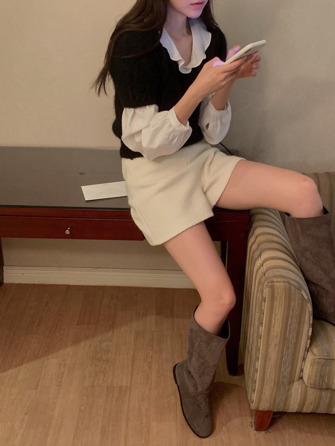 미엘 miel 트링 알파카 헤어리 반팔니트 상품이미지7