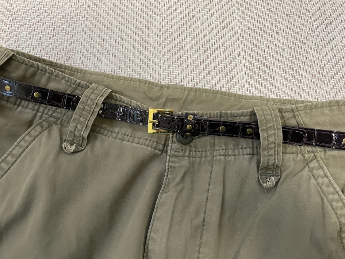 빈티지 크로커다일 골드 브라운 벨트  J03703 상품이미지2