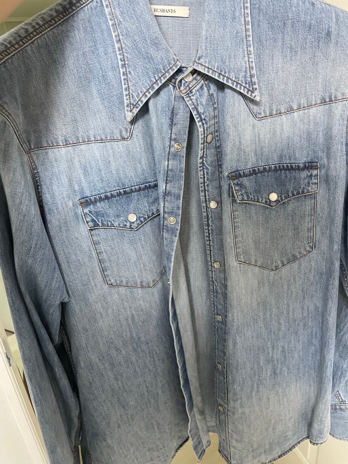 Husbands paris  허즈밴드 셔츠 워시드 라이트 블루 상품이미지4