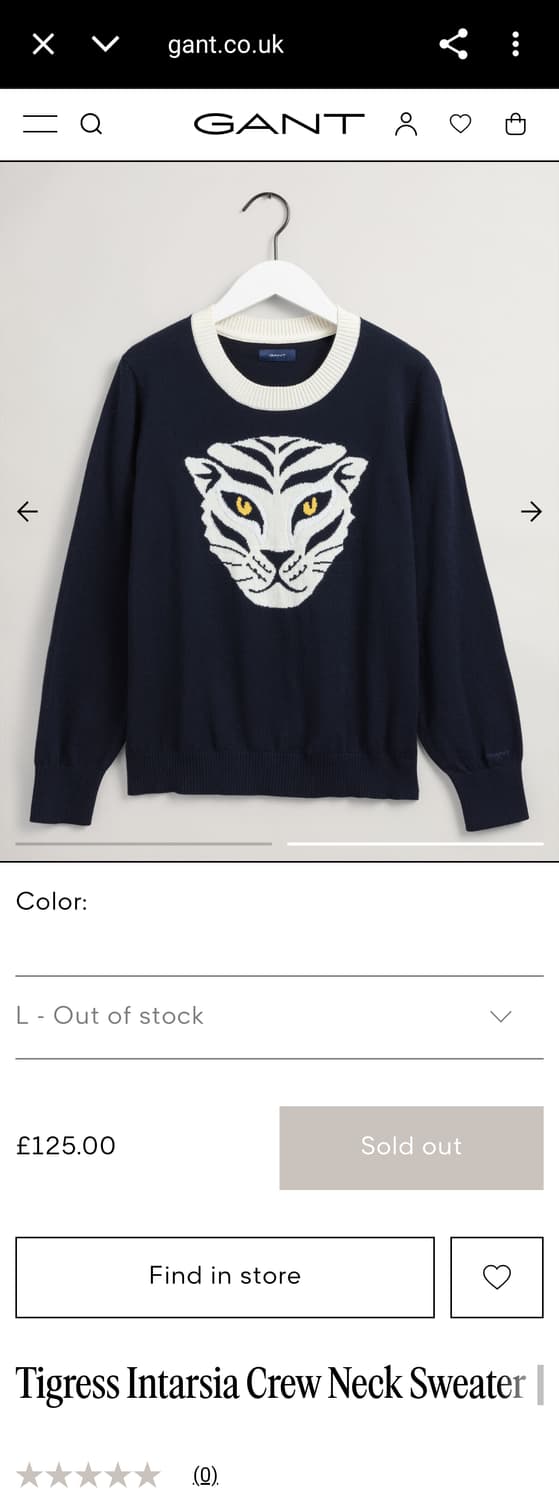 GANT 간트 신형 타이그리스 인트라시아 크루 넥 니트 스웨터 S 상품이미지2