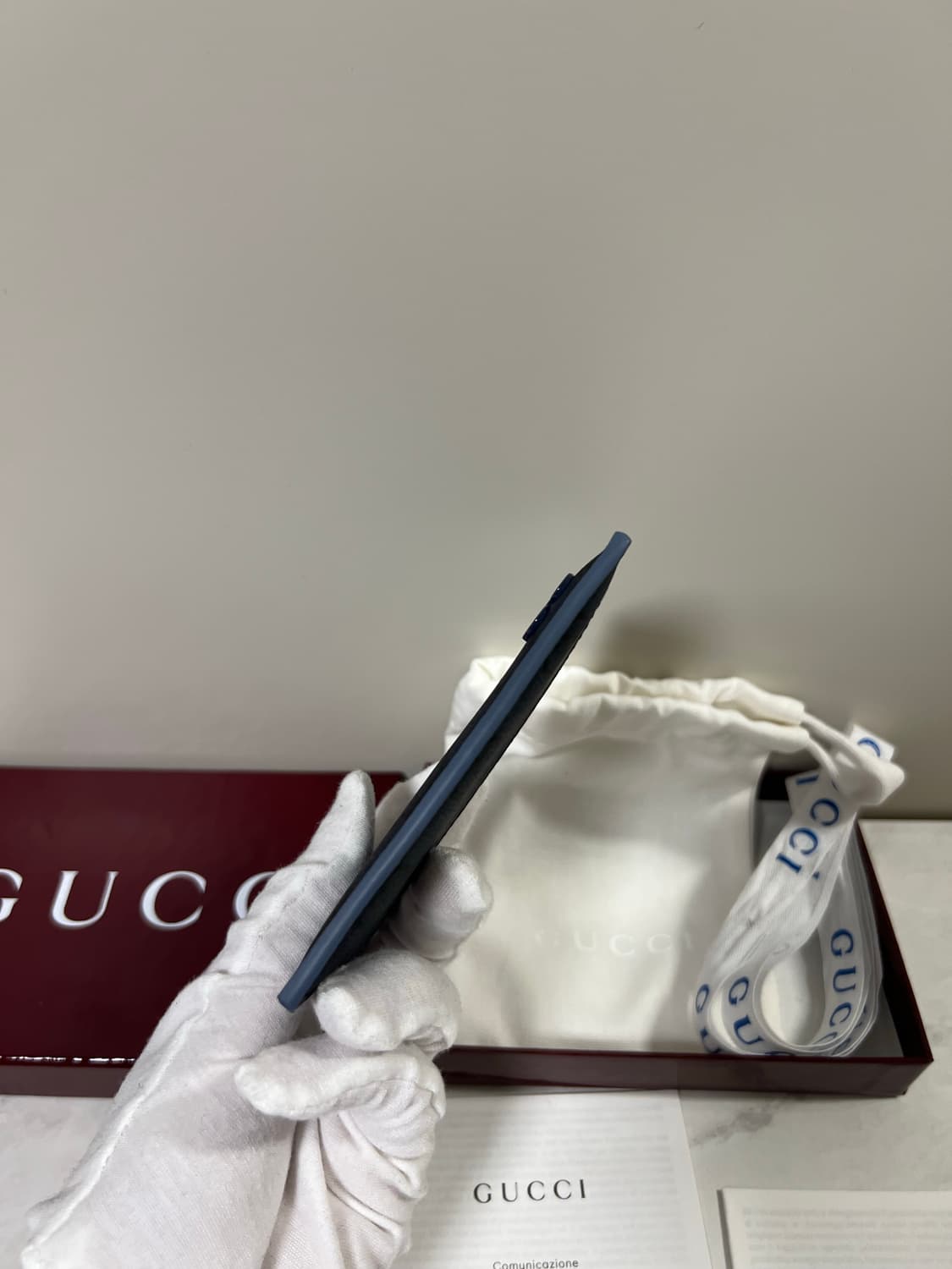 [새상품] 구찌 더스티 블루 트리밍 GG 카드지갑 상품이미지8