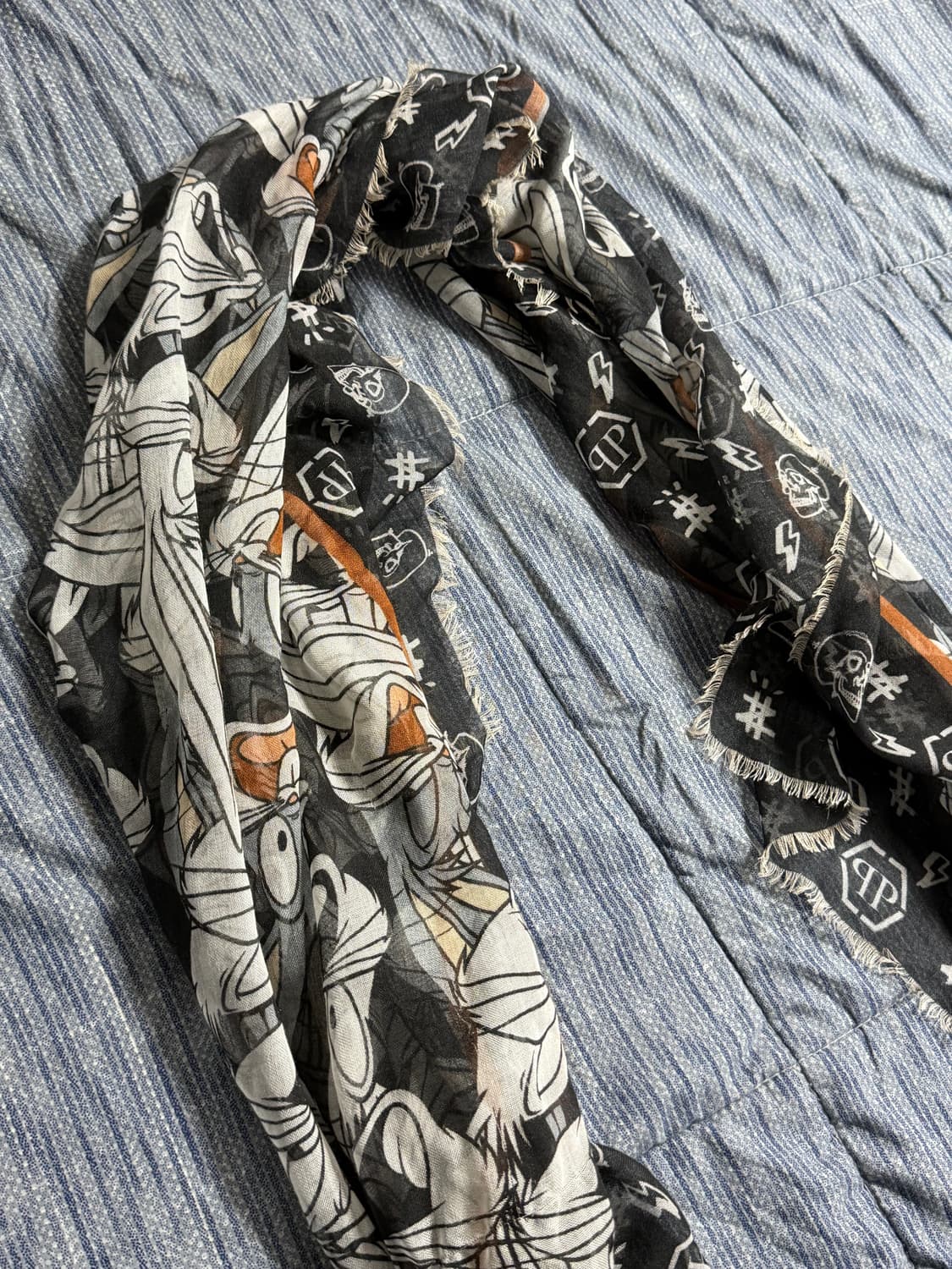 (OS) 필립플레인 모달 실크 버니 스카프 블랙 상품이미지3