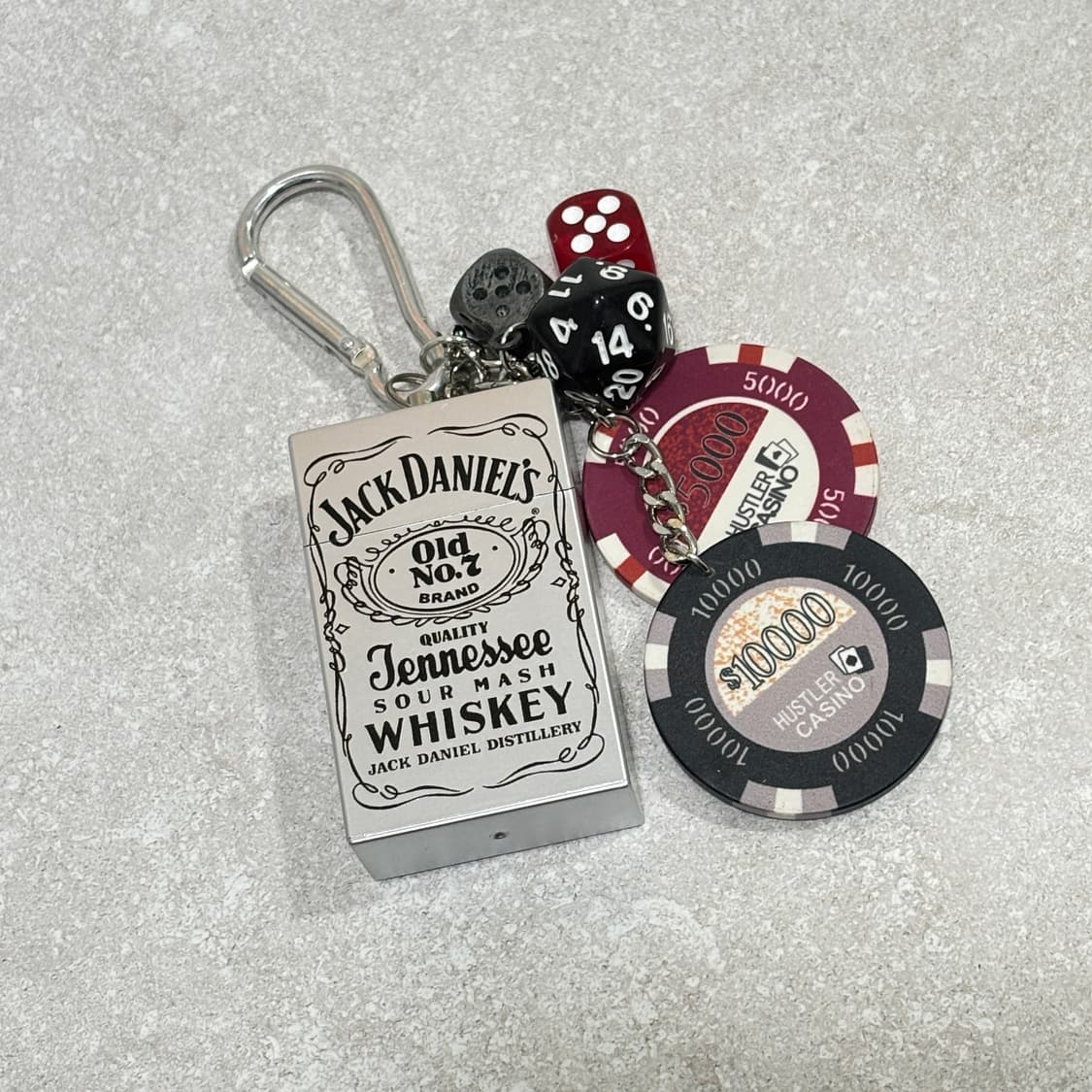 Oribell 잭다니엘 재떨이 스틸 케이스 겜블 칩 키링 열쇠고리 상품이미지5