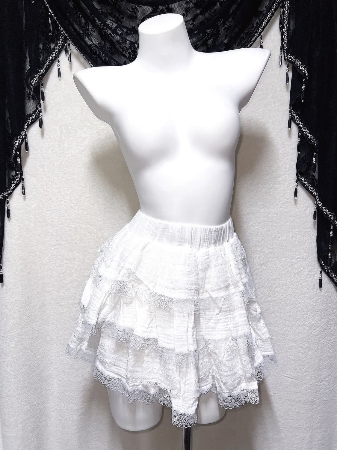 로맨틱갸루 로걀 화이트 레이스 프릴캉캉 스커트 큐롯 달천 페어리 핀터 상품이미지6