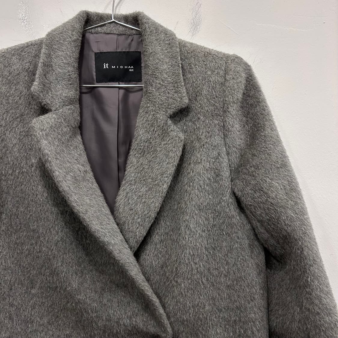 잇미샤 알파카 모헤어 히든버튼 카라 롱코트 상품이미지1