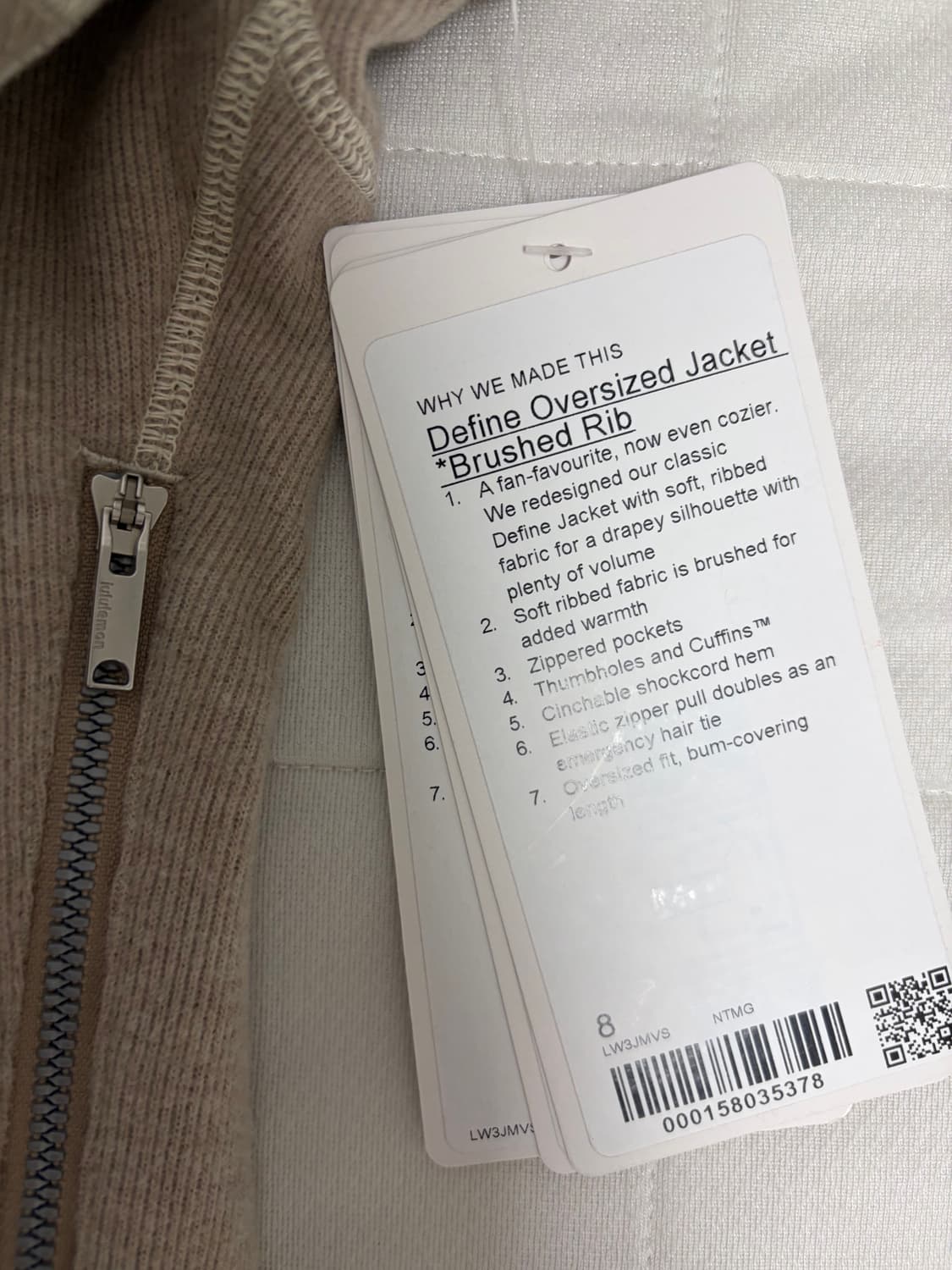 룰루레몬 디파인 오버사이즈드 재킷 브러시드 리브드 8사이즈 판매합니다 상품이미지2