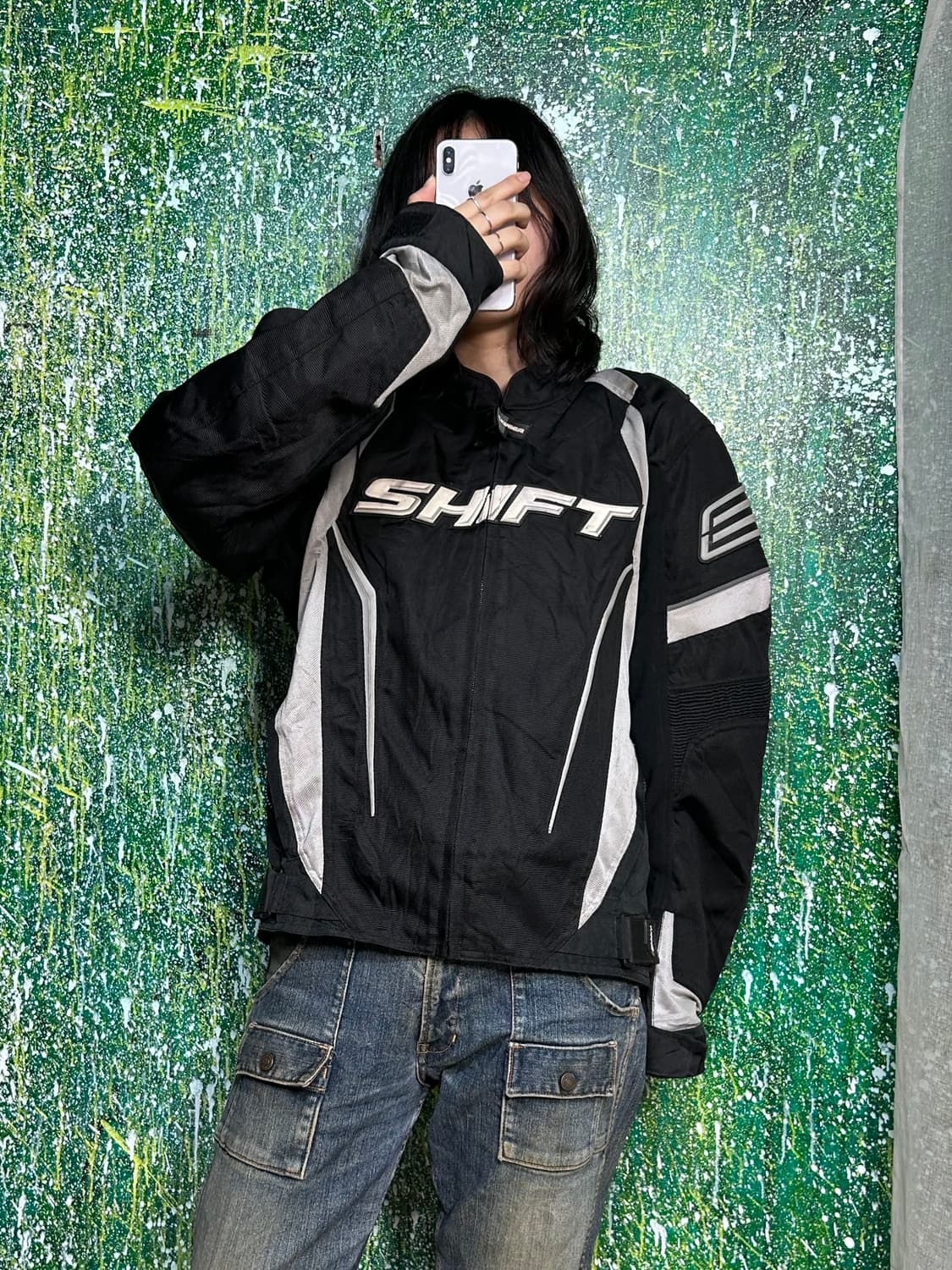 SHIFT 블랙 레이싱 자켓 올드스쿨 점퍼 L 상품이미지1