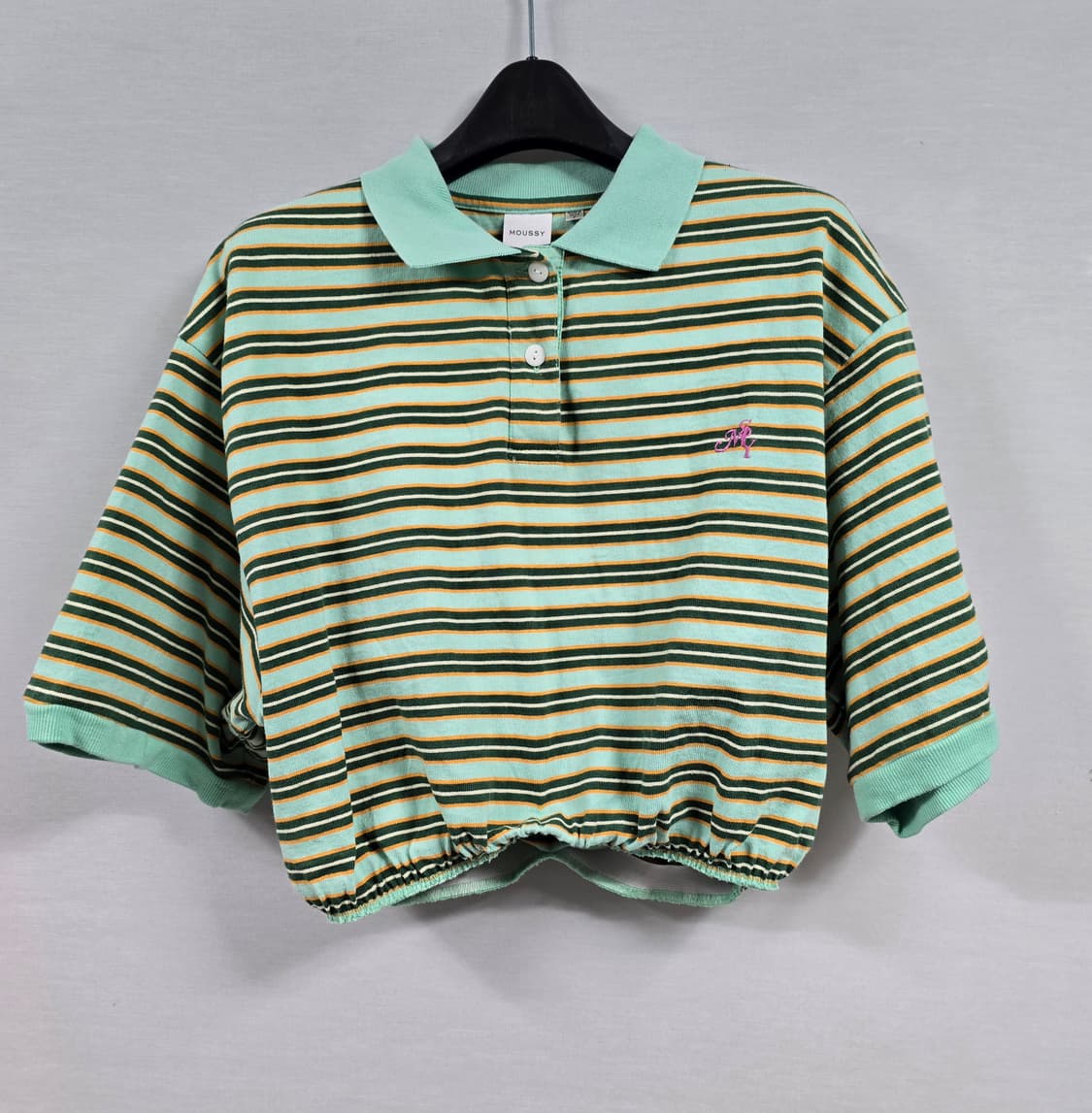 MOUSSY 마우지 스트라이프 크롭 카라티셔츠 상품이미지1