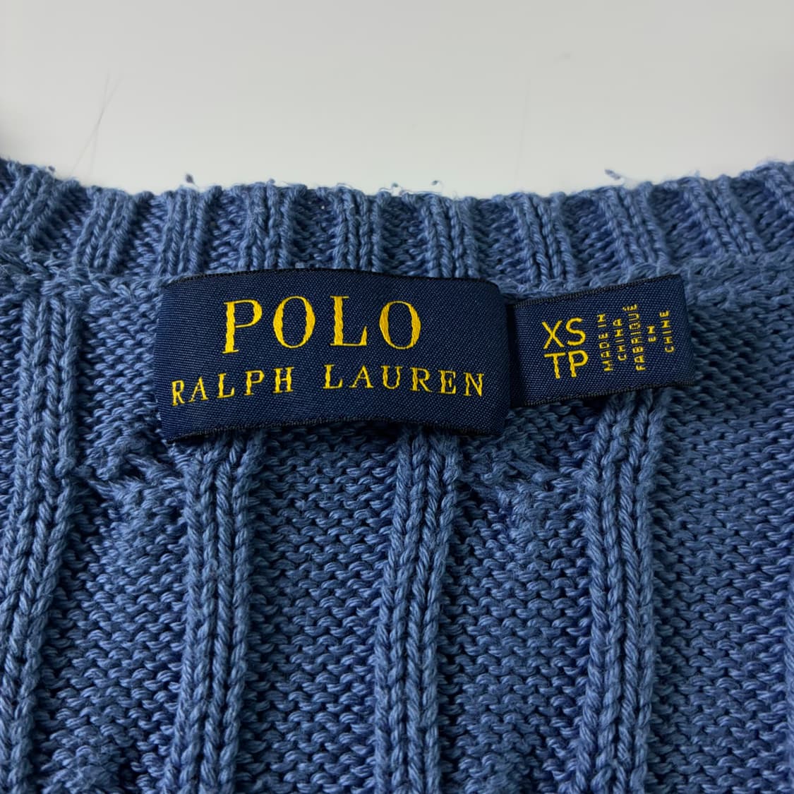 Polo  폴로 랄프로렌 자수 코튼 블루 꽈배기 브이넥 니트  상품이미지4