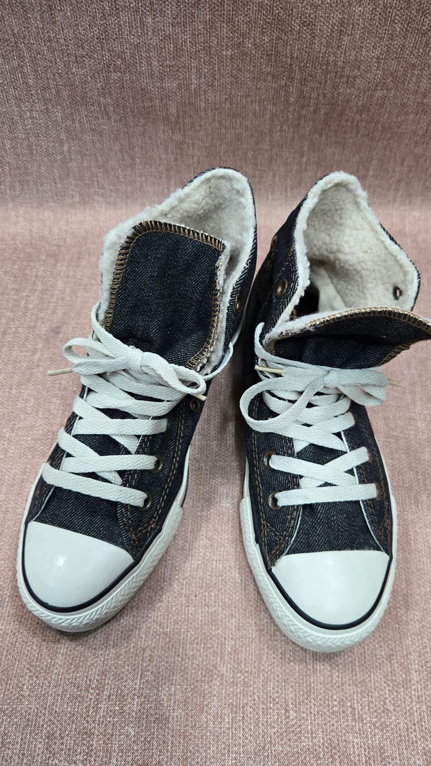 컨버스 미착용 240mm- 데님 하이탑 운동화 안감 털포인트 상품이미지1