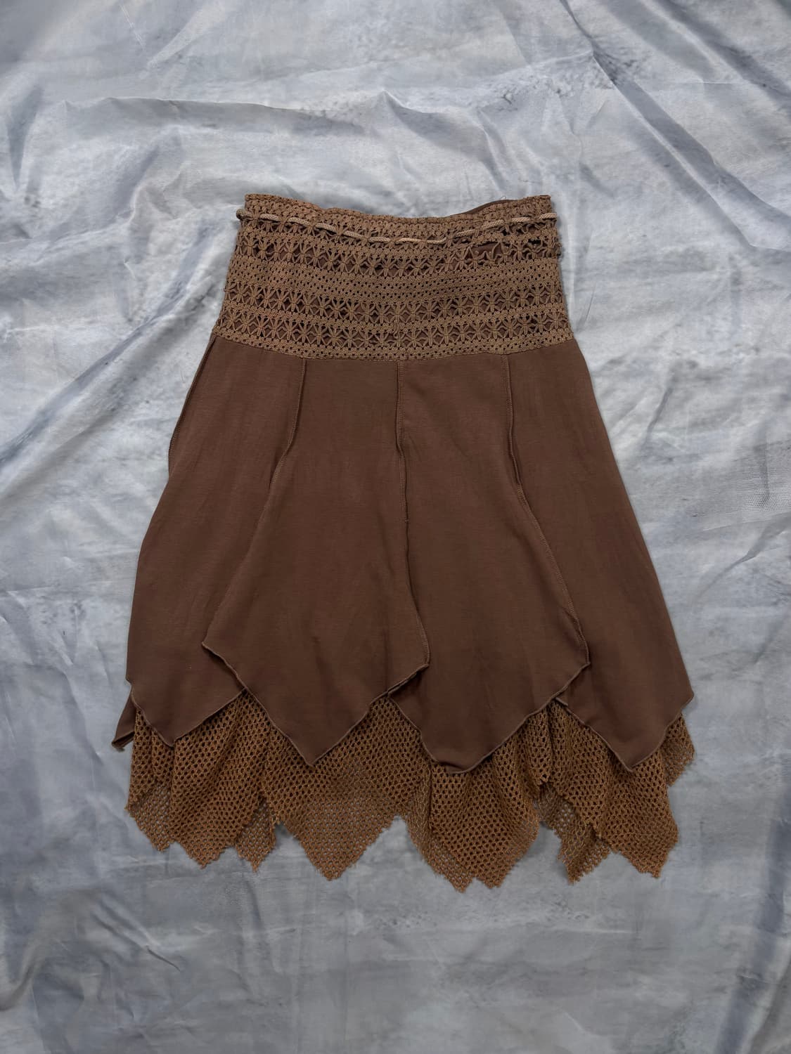 Brown Beaded Crochet Layered Skirt  상품이미지6