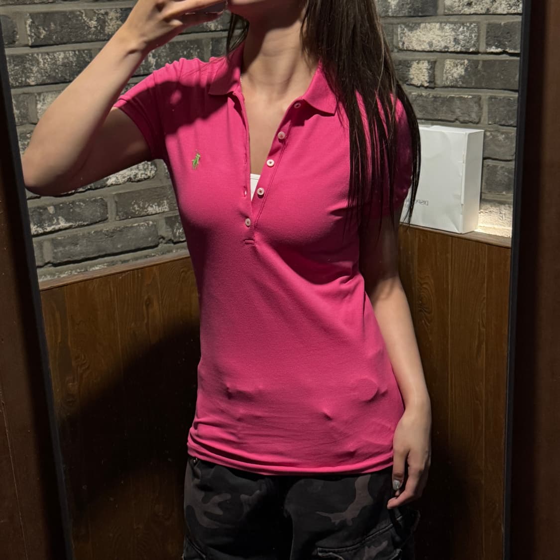 S) 폴로 랄프로렌 슬림핏 딱붙 반팔 카라티 PK 핑크 E4 상품이미지8
