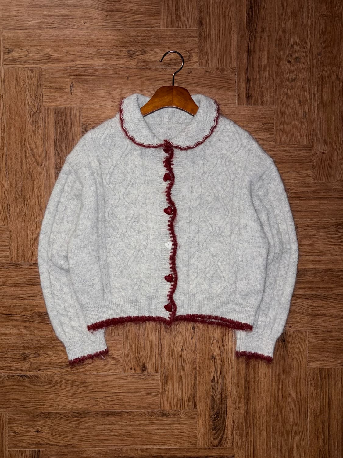 빈티지 하트 버튼 니트 상품이미지2