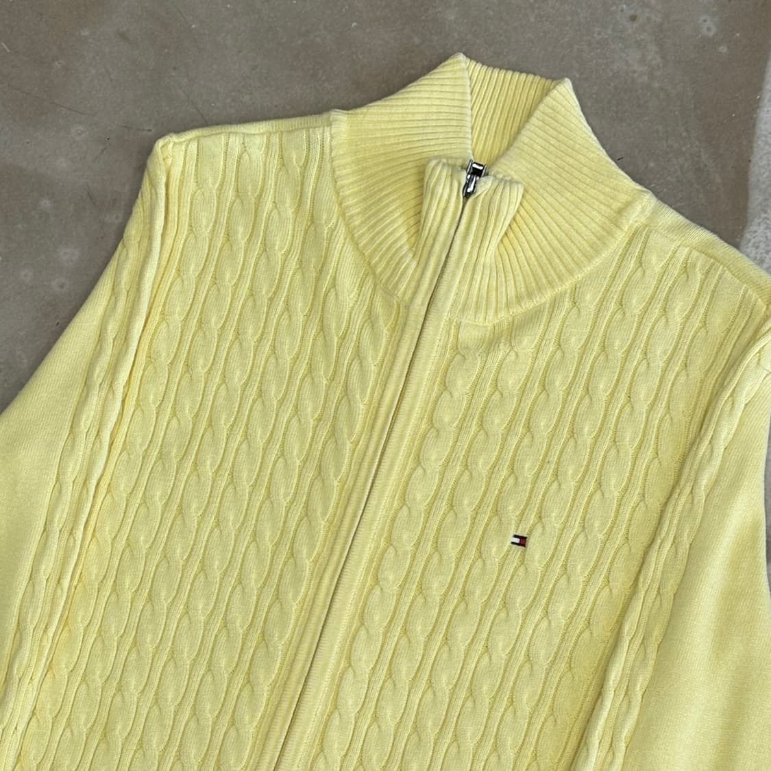 S 타미힐피거 여성용 코튼 케이블 엘로우 니트집업 상품이미지1