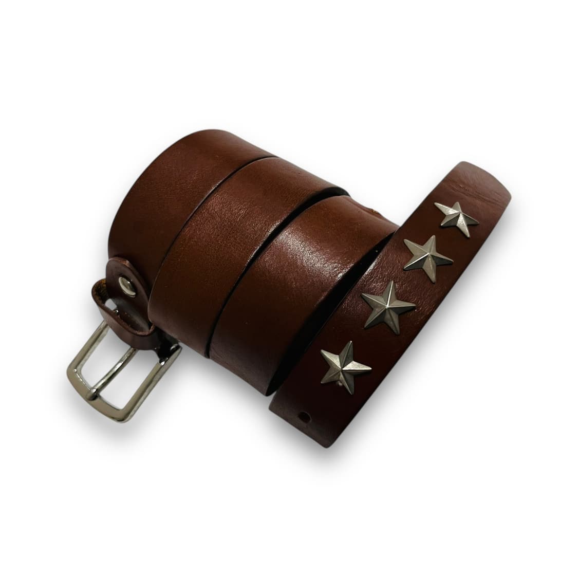 Western Brown Leather Star Stud Belt 상품이미지4