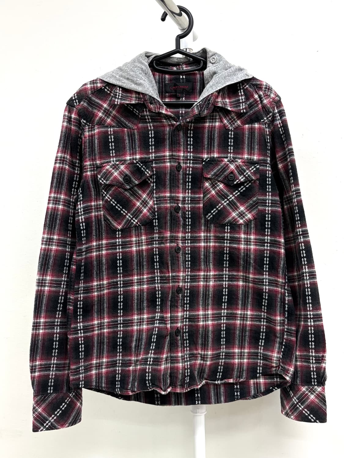 빈티지 펑크 락시크 체크 후드 셔츠 y2k 상품이미지4