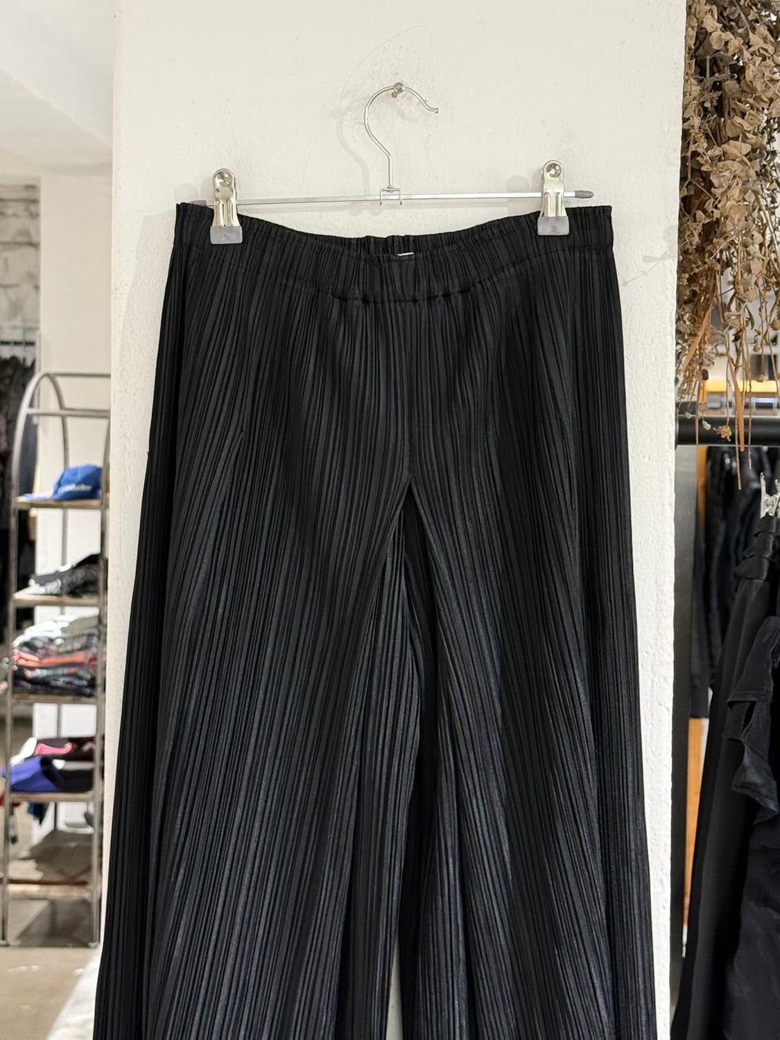 플리츠 플리즈 블랙 레이어드 와이드 팬츠 상품이미지2