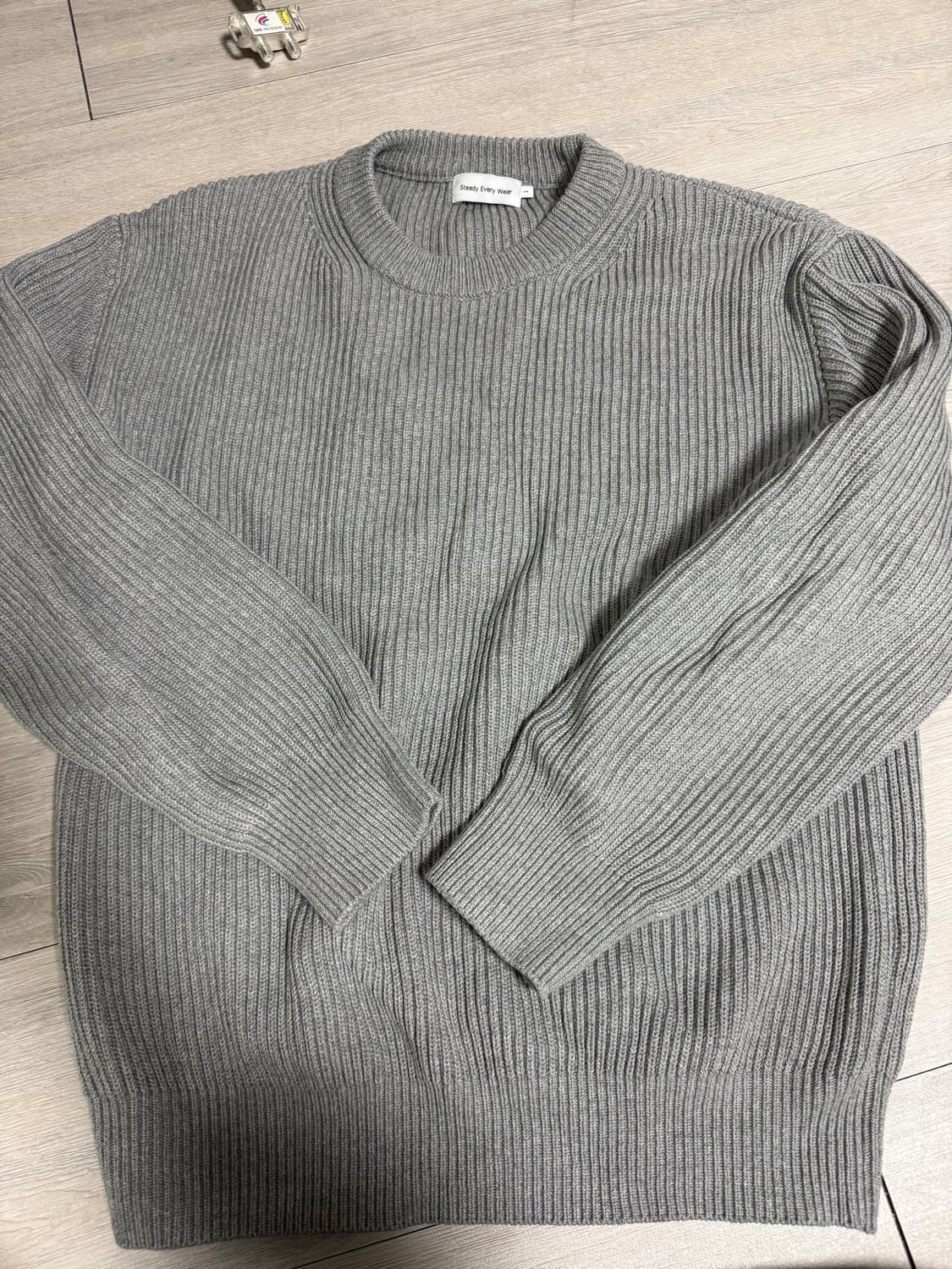 스테디에브리웨어 sew 크루넥 코튼 립 니트(그레이 멜란지) 상품이미지3