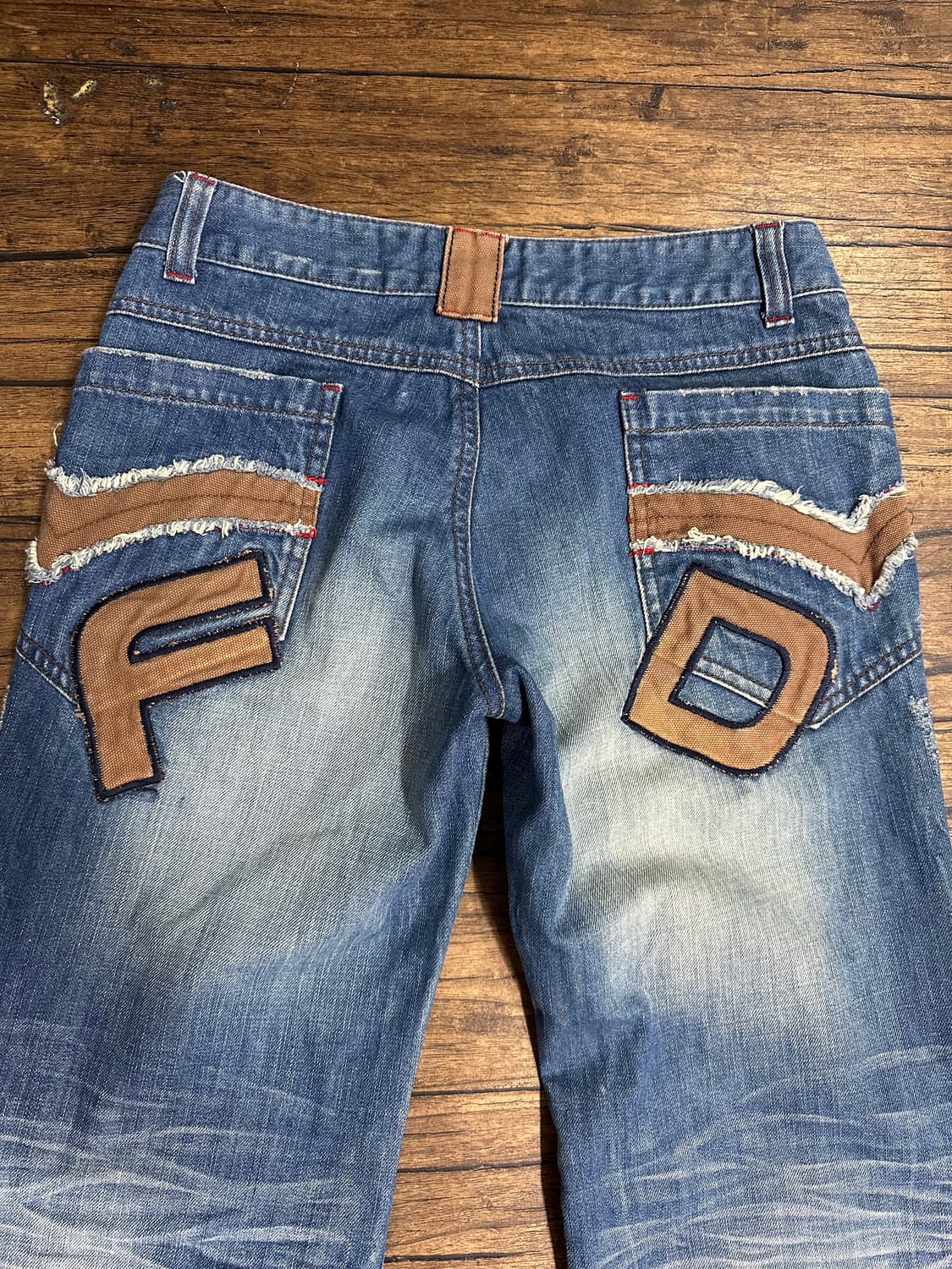FATDOG JEANS Y2K 배색 워싱 데님 팬츠 실측27 상품이미지1