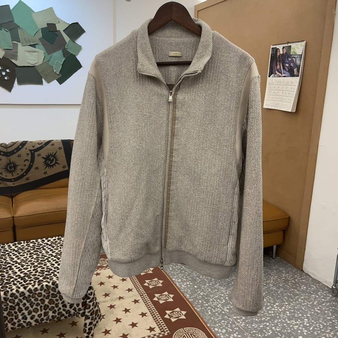 엑슬림 xlim ep8 트위드 니트 져지 집업 자켓 L C09670 상품이미지3