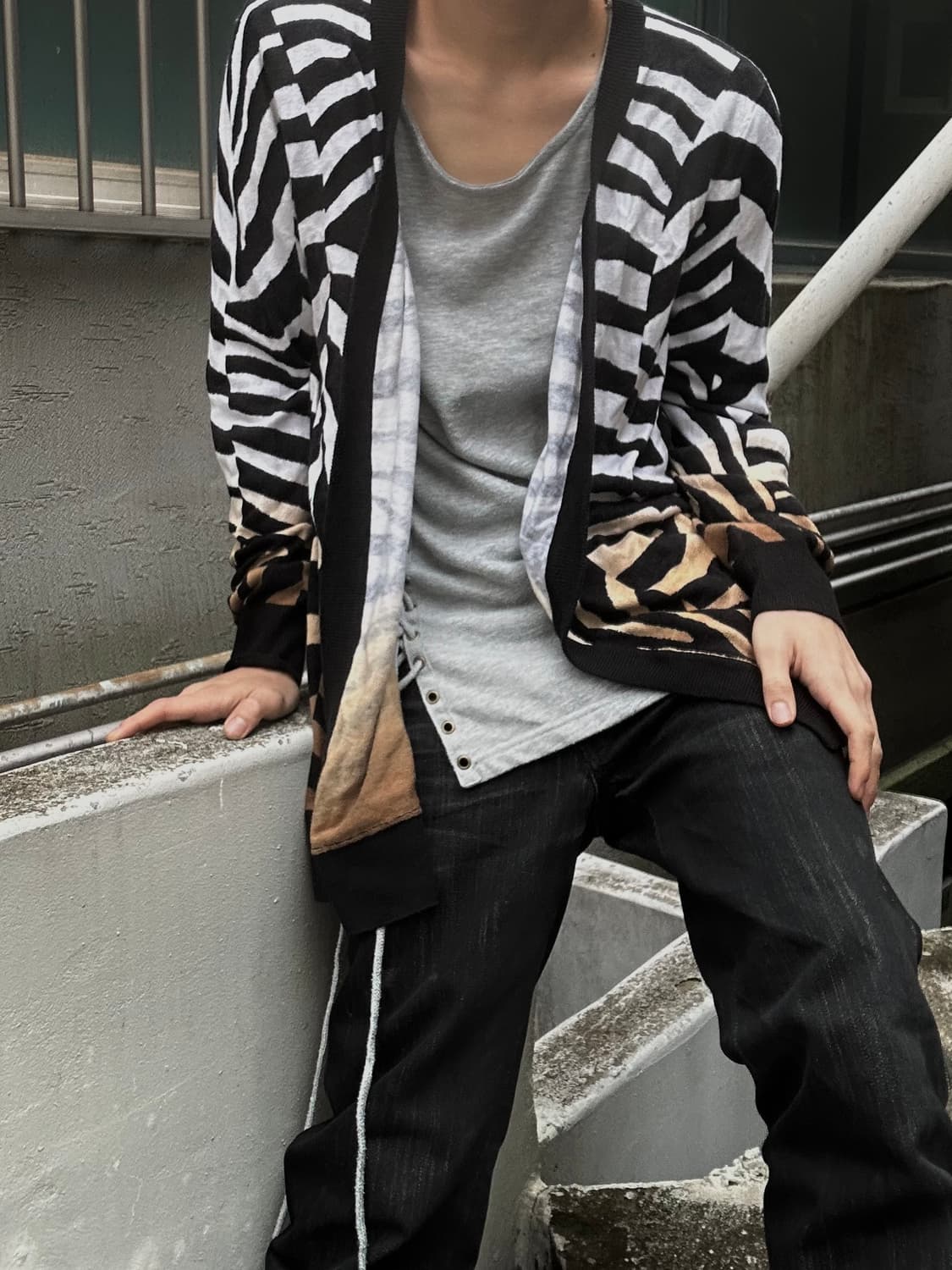 2000s michael kors v-kei 지브라 패턴 가디건   상품이미지1