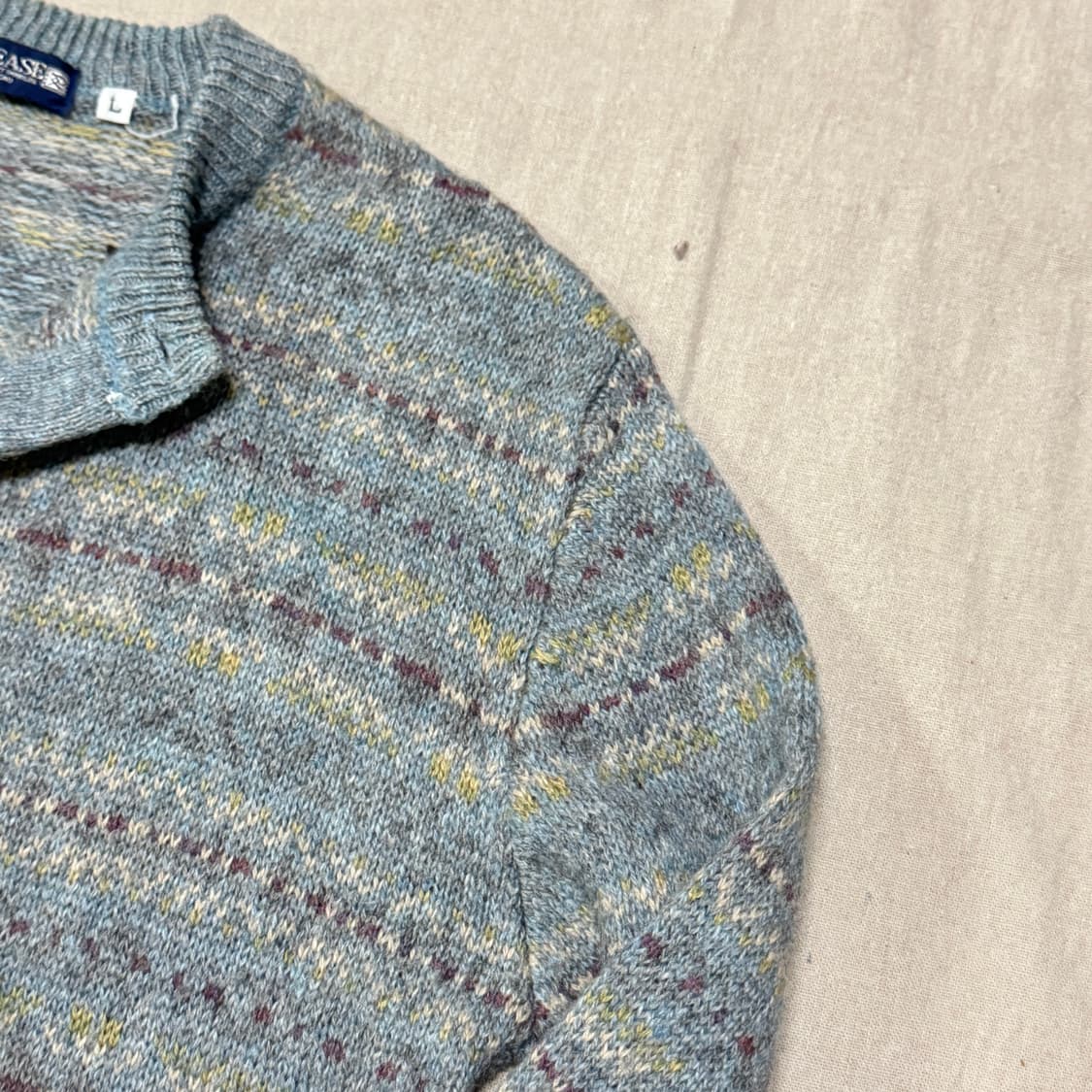 재팬 빈티지 에스닉 울 헨리넥 니트 L 상품이미지4