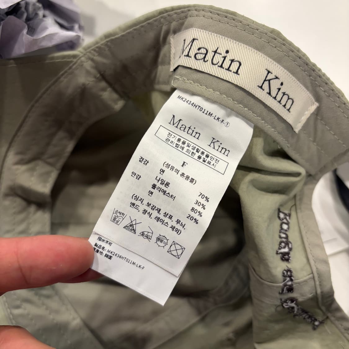 마뗑킴 볼캡 카키색 모자 상품이미지5