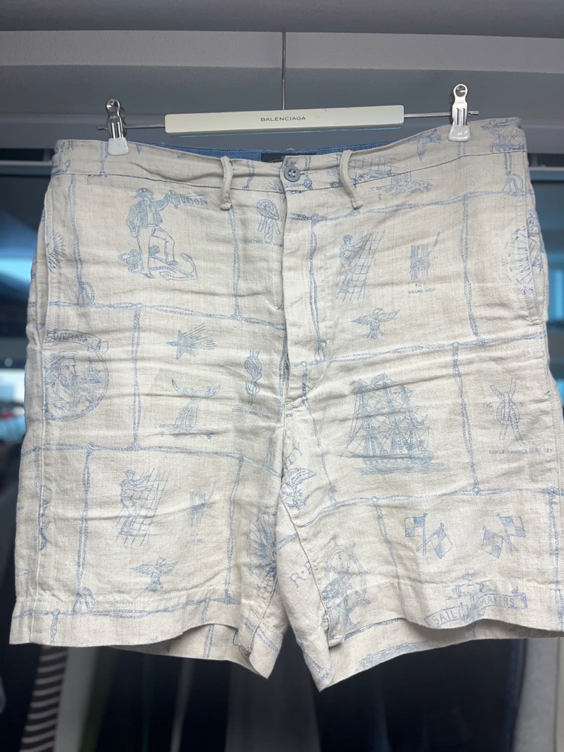 RRL 세일러디자인 린넨 셔츠 반바지 세트업 XL 상품이미지8