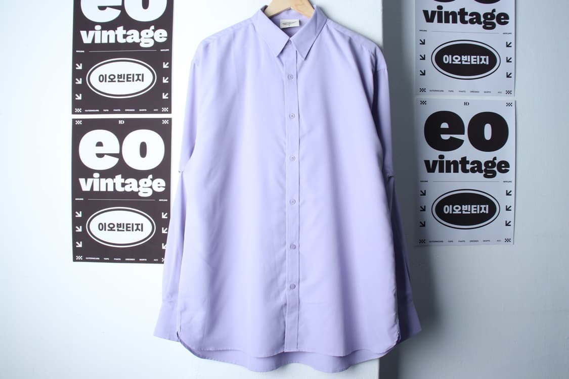 (M-XL) 제너럴 아이디어 셔츠 남방 오버핏 연보라 무지-H33277 상품이미지2