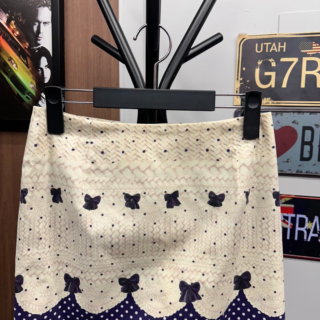 Ribbon Lace Dot Pattern Midi Skirt 상품이미지3