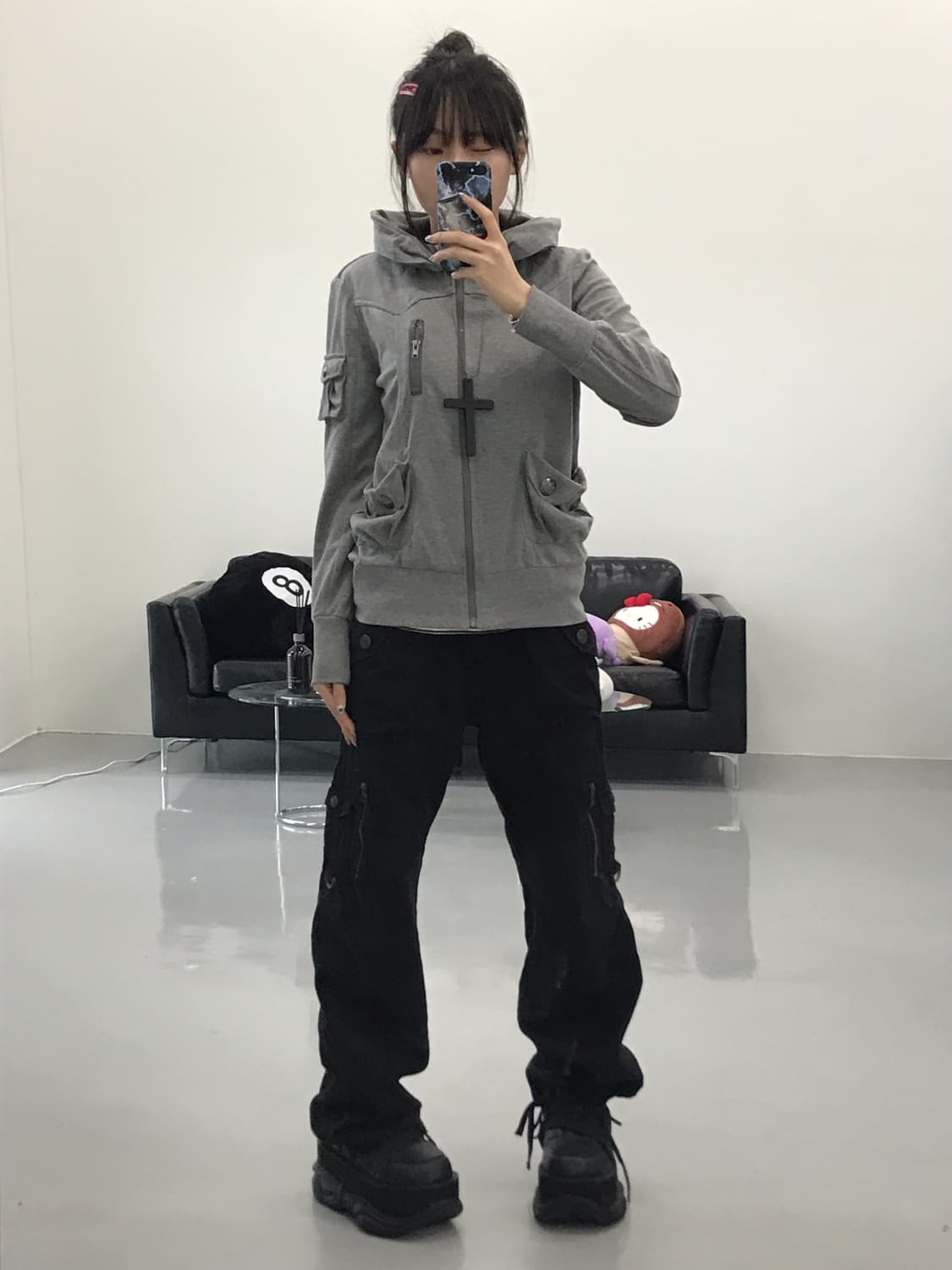 Lazy Dais Y2k High Neck Zip Up Hoodies 상품이미지1
