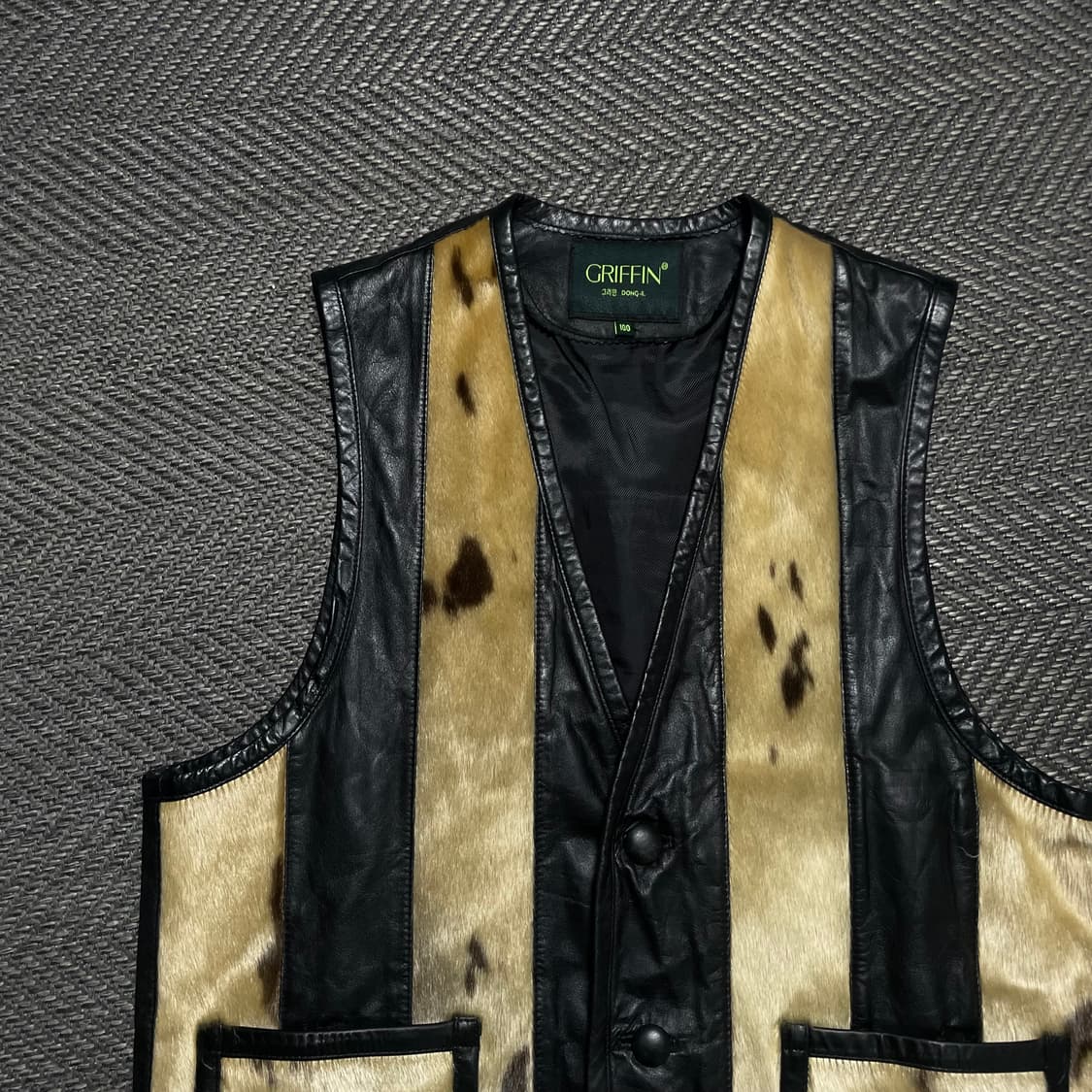 Grifin 송치 레더 믹스 웨스턴 베스트 y 5309 상품이미지4