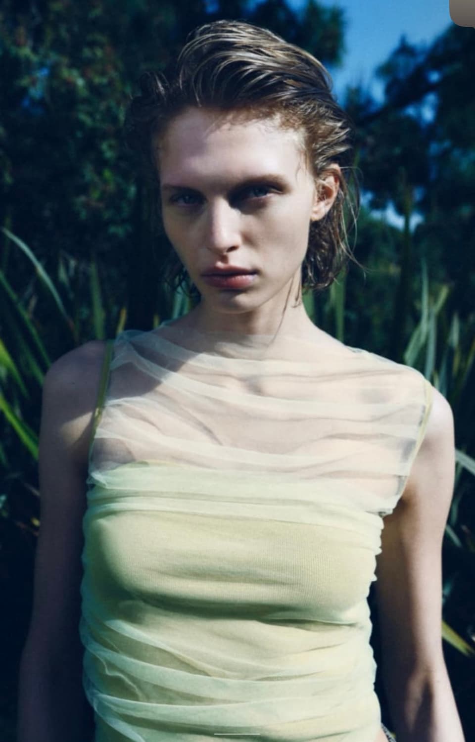 자라 튤 콤비 니트탑 라임 상품이미지2