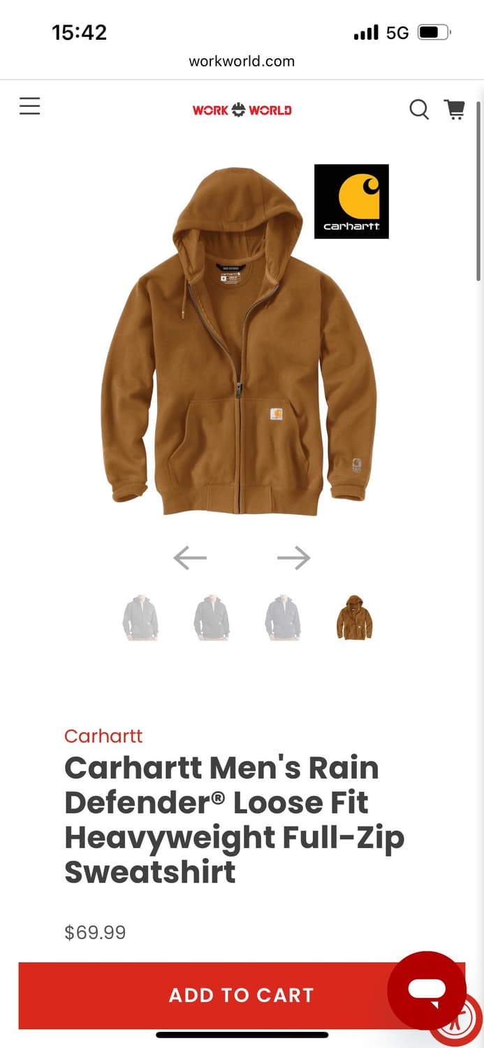 칼하트 멕시코 레인디펜더 써멀 후드집업(size s) 상품이미지4