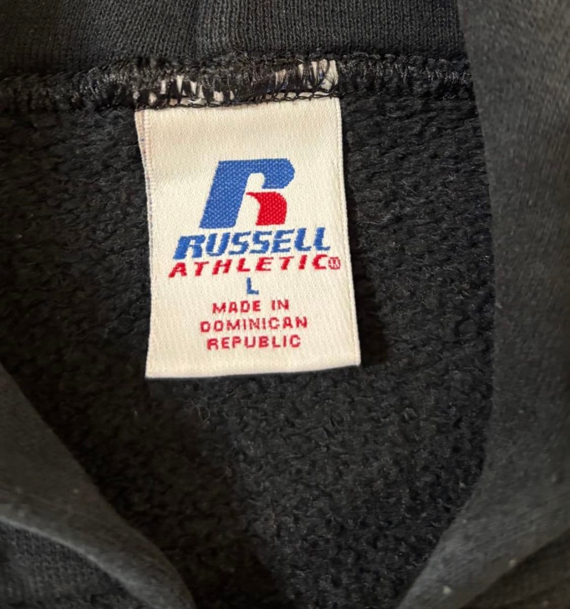 90s 황금사이즈 L) 러셀 후드 집업 블랙 상품이미지5