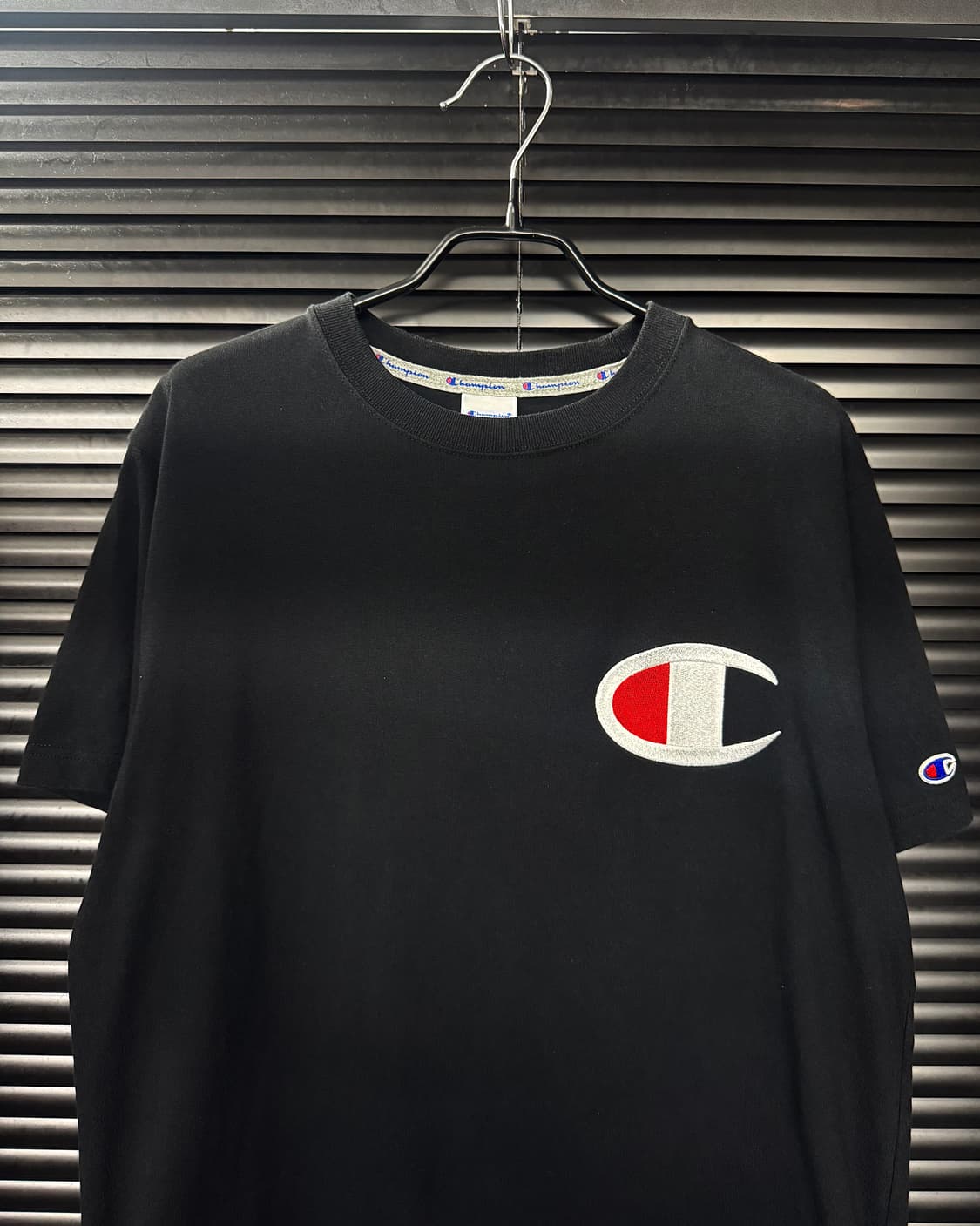 챔피온 빅로고 자수 와펜 블랙 반팔 티셔츠 XL 105 올드스쿨 y2k  상품이미지4