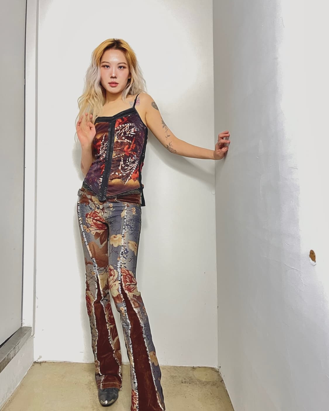 오즈온 보헤미안 패턴 부츠컷 데님팬츠 상품이미지4