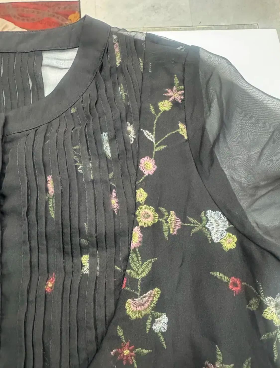 vtg 플라워 자수 시스루 블랙 원피스  상품이미지6