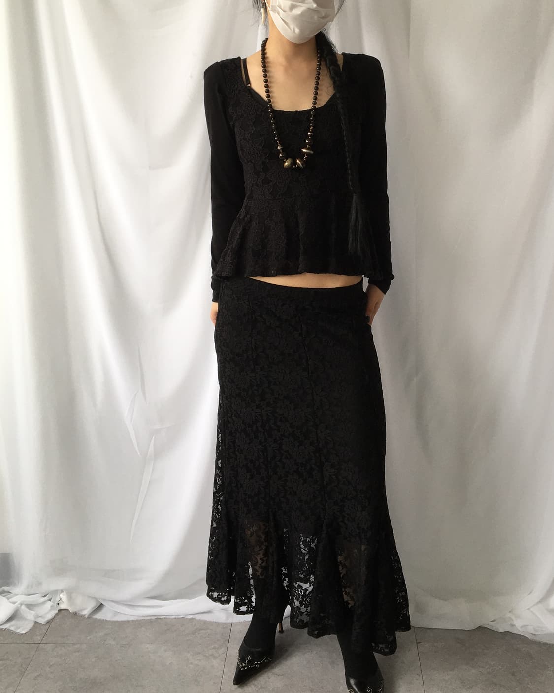 Flower pattern lace point sleeve 상품이미지9