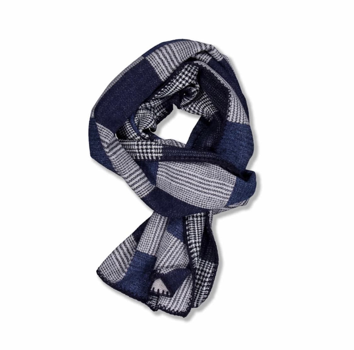 퍼렌 fluffy cotton scarf_check navy 상품이미지1