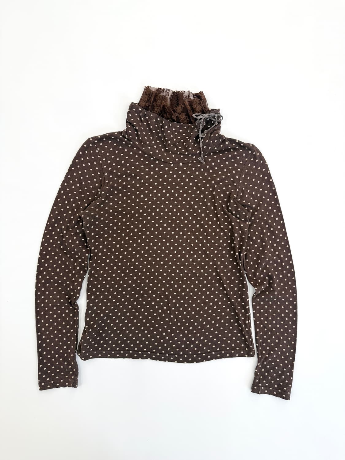 빈티지 Olive des Olive 브라운 도트 레이스 레이어드티 상품이미지1