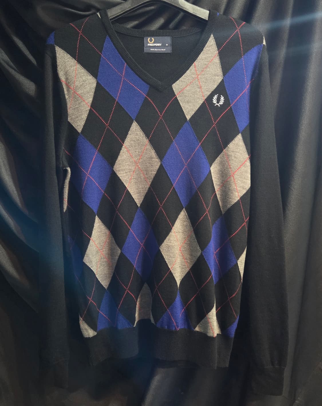 FRED PERRY 프레드페리 아가일 V넥 메리노울 니트 상품이미지2