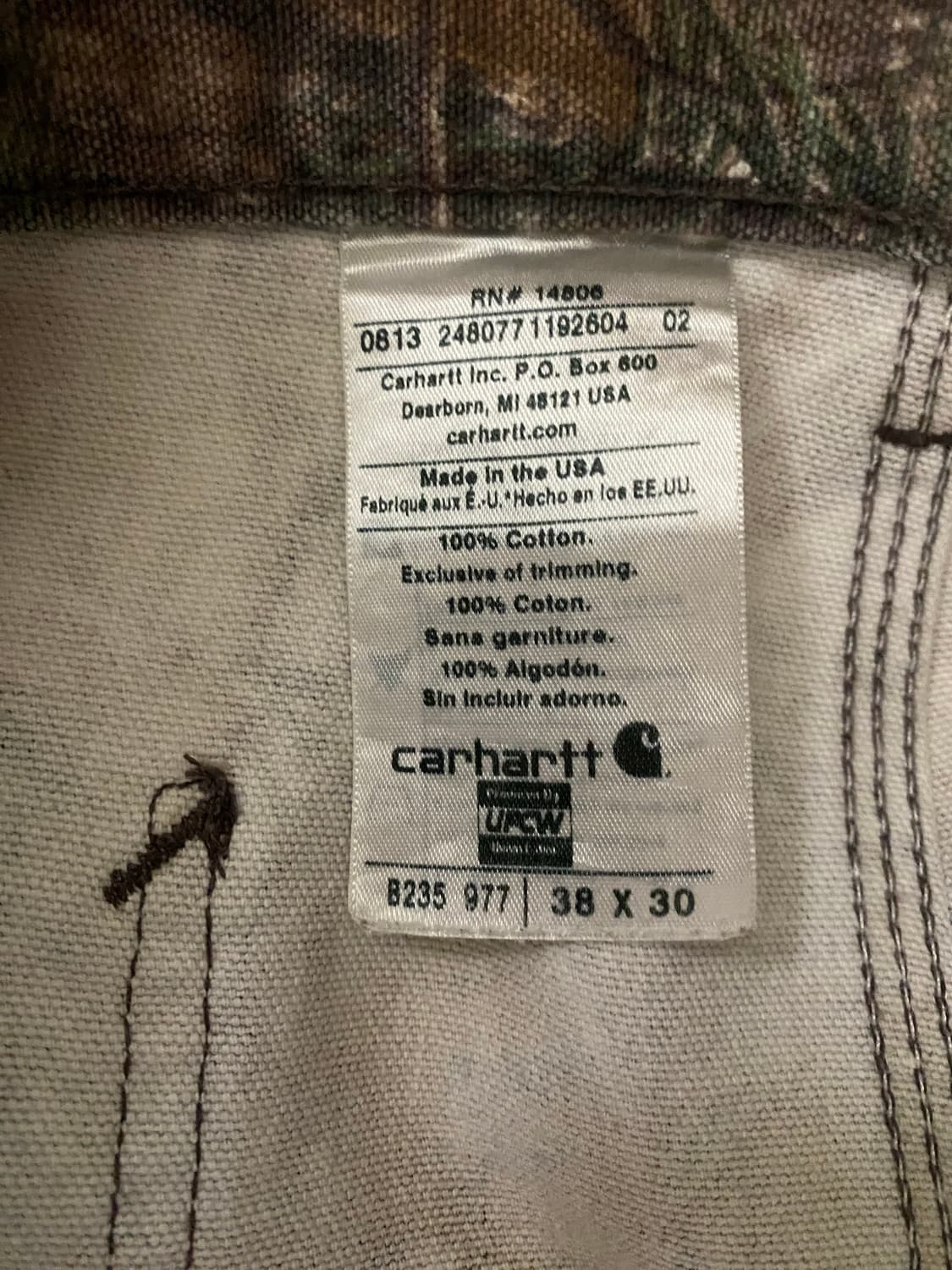 [38x30] 칼하트 리얼트리 싱글니 usa 상품이미지5