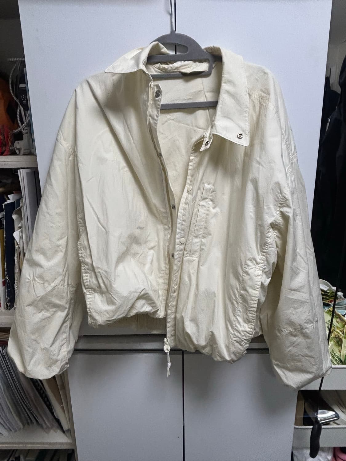 유니클로 U 봄 슬리브 코튼 블루종 아이보리 상품이미지2