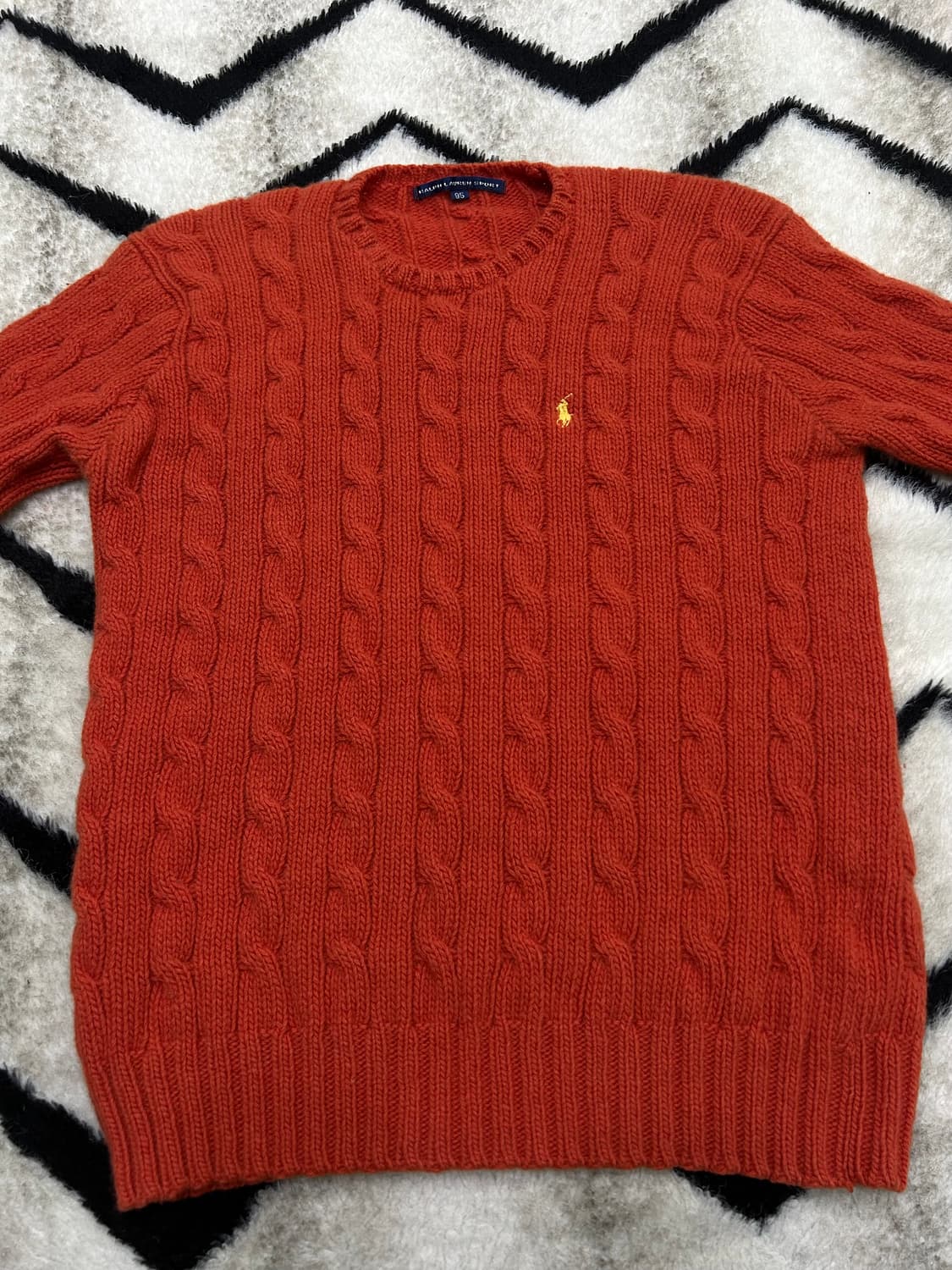 [M]폴로랄프로렌 90s 케이블 라운드 니트/오렌지 상품이미지3