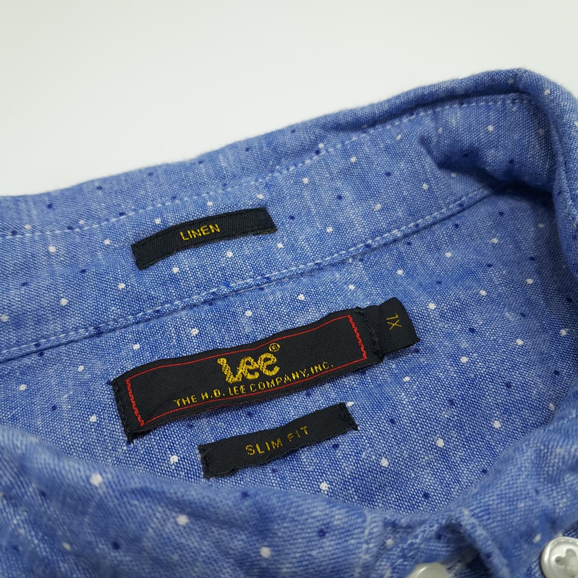 CN483 L LEE 리 슬림핏 블루 도트 린넨 긴팔 셔츠 남방 상품이미지4